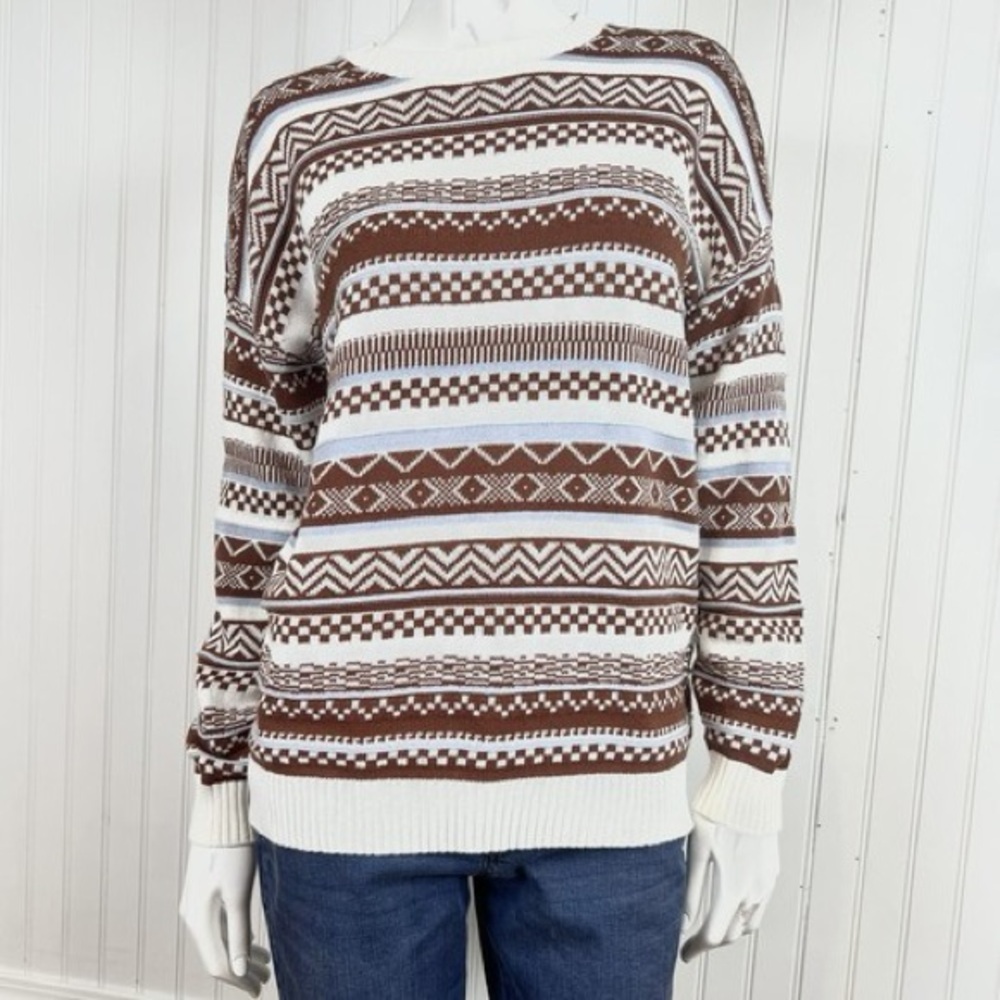 Hollister Brown and White Striped Women's Sweater